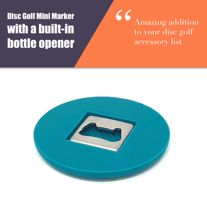 Disc Golf Mini Marker with a Built-in Bottle Opener