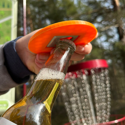 Disc Golf Mini Marker with a Built-in Bottle Opener